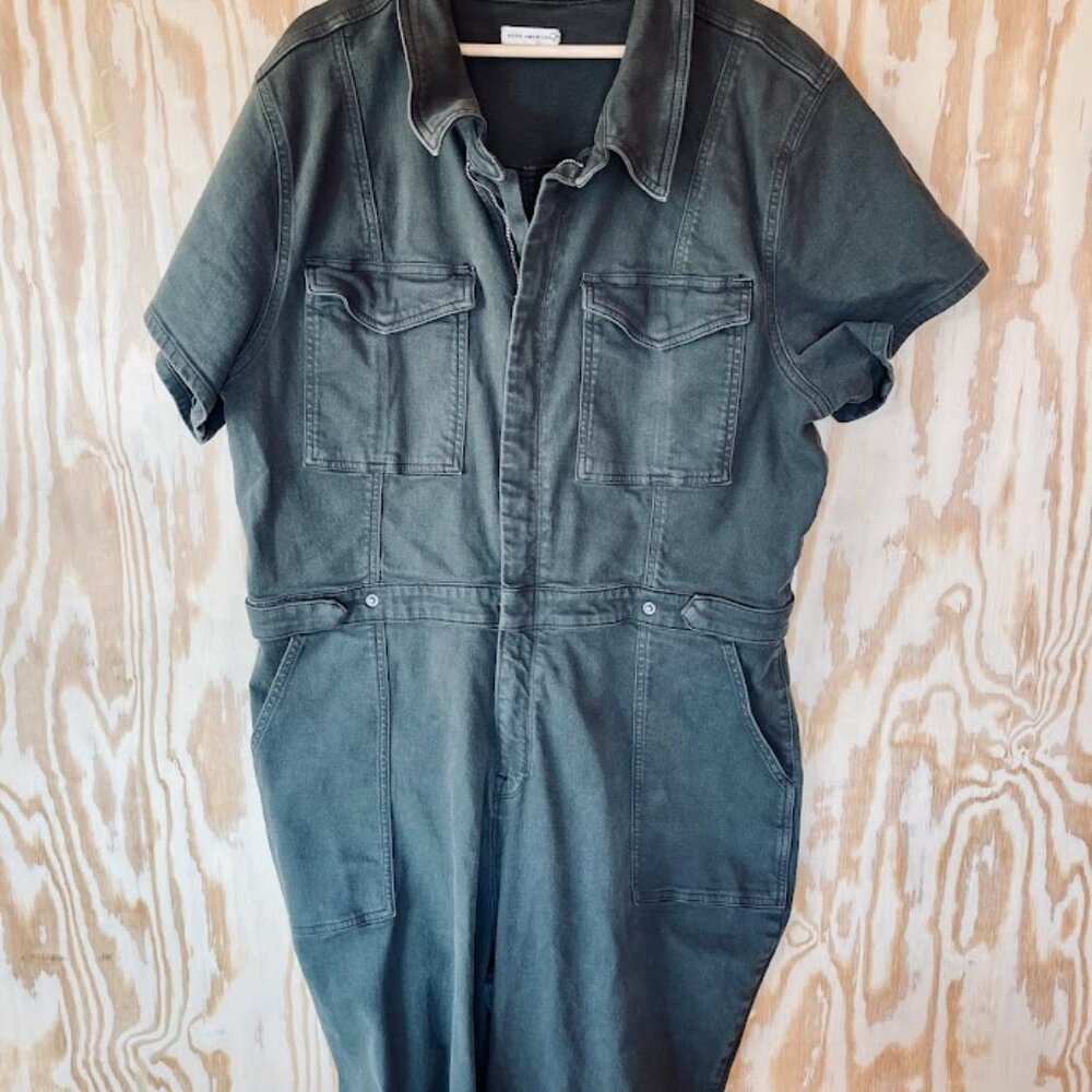Good American Utility Jumpsuit – Short Sleeve, Army Green, Size 7 - Picture 2 of 3